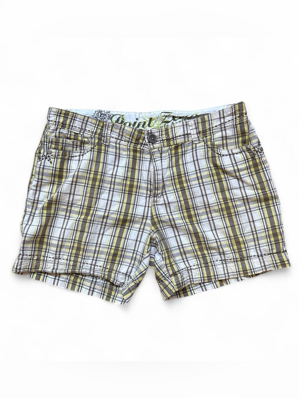 Vintage Point Zero Plaid Low Rise Shorts